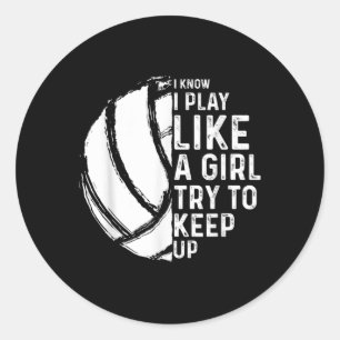 Adesivo Diversão de Design de Voleibol Mulheres Jovens Esp