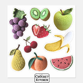 Adesivo Diversão de Fruta Crochet Collage