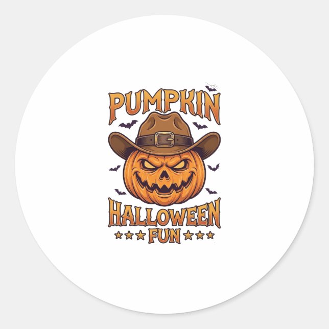 Adesivo Diversão de Halloween de Abóbora Lanterna de Jack  (Frente)