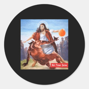 Adesivo Diversão Não Hoje Satã Jesus Cruzando Basquete