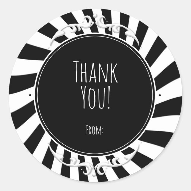 Adesivo Diversão Preto Branco Listras Caprichosas Festa de (Frente)