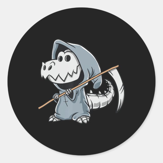 Adesivo Diversão TRex Skeleton Dino Grim Reaper Hallow (Frente)