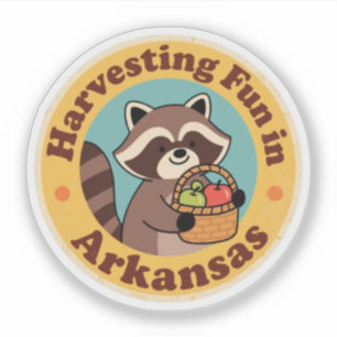 Adesivo Diversão Vintage em Arkansas Raccoon Harvesting