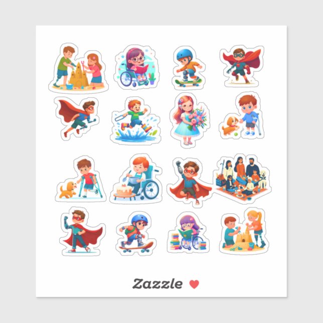 Adesivo Diverse Kids with Disabilities and Superpowers, In (Folha)
