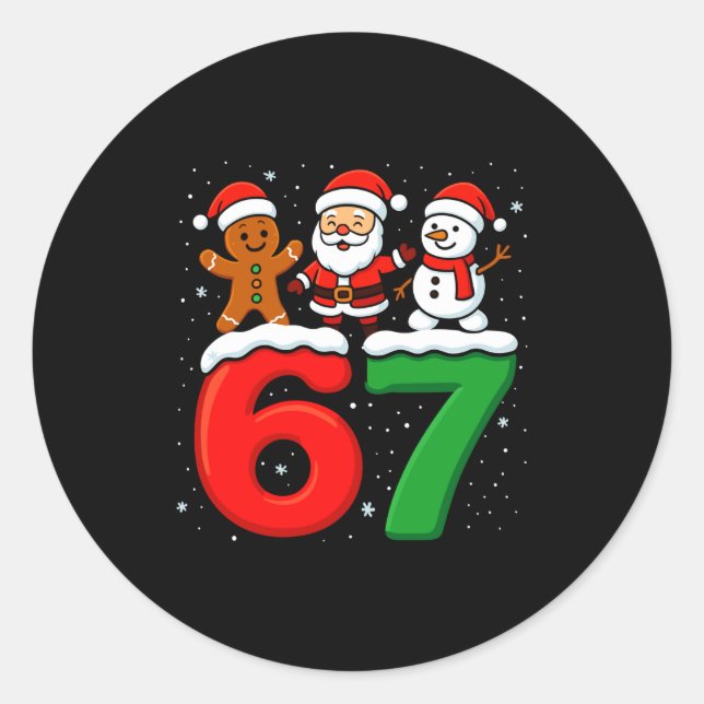 Adesivo Divertido 67 Meme Natal Seis Sete Papai Noel Bonec (Frente)