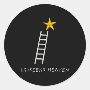 Adesivo Divertido 67 Meme Seis Sete Procura Céu Espiritual