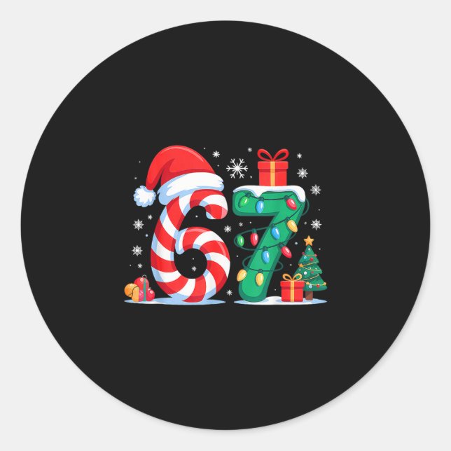 Adesivo Divertido 67 Natal 6 7 Seis Sete Meme 6 7 Combinan (Frente)