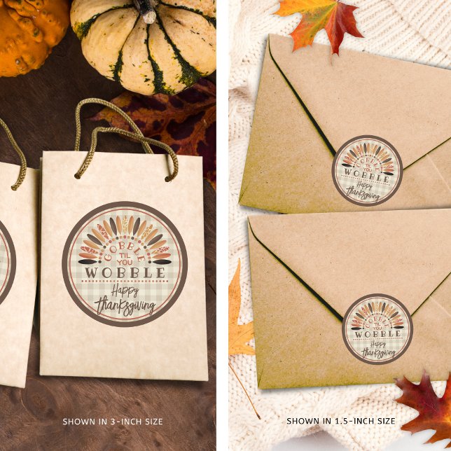 Adesivo Divertido Ação de Graças Feliz Xadrez Rústico (Criador carregado)