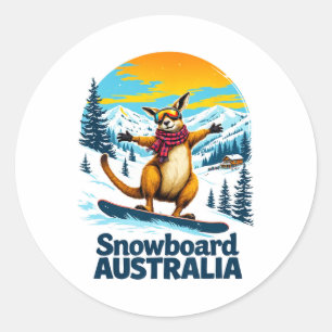 Adesivo Divertido Adorando Kangaroo Snowboard Na Austrália