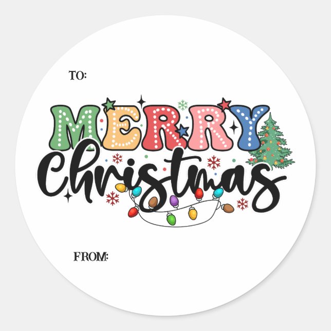 Adesivo Divertido, Colorido, Feliz Natal Adicione Nomes (Frente)