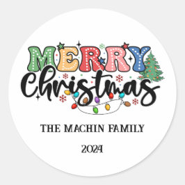 Adesivo Divertido, colorido Feliz Natal Família Personaliz
