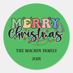 Adesivo Divertido, colorido Feliz Natal Família Personaliz