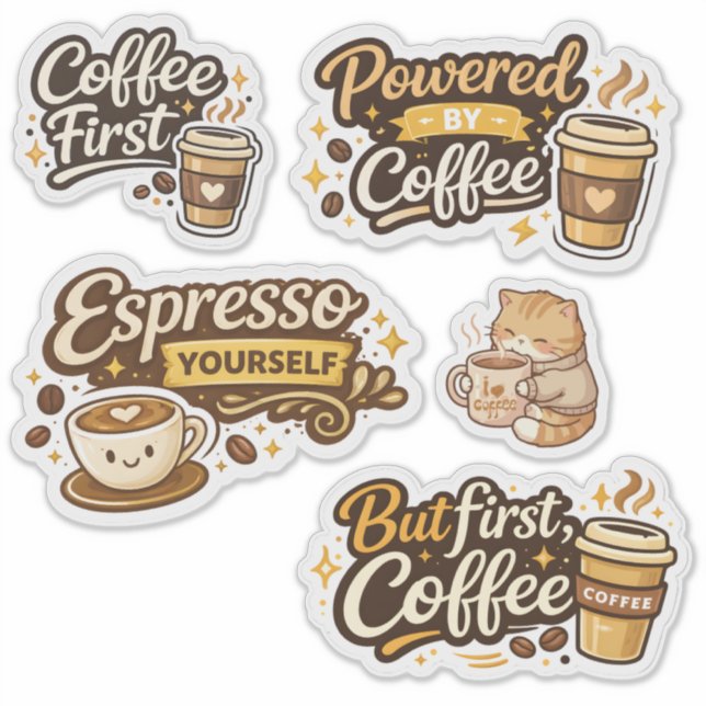 Adesivo Divertido de Amante de Café (Frente)
