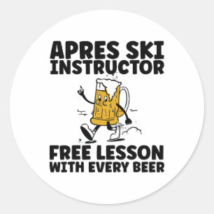 Adesivo Divertido Instrutor de Esqui Apres Cerveja Grátis