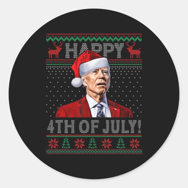 Adesivo Divertido Joe Biden Feliz Dia do Natal Feio de jul (Frente)