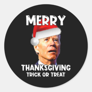 Adesivo Divertido Joe Biden Santa Hat Feliz Ação de Graças