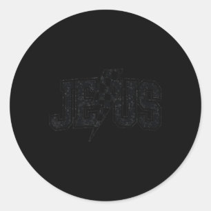 Adesivo Divertido Retro Groovy Jesus Xadrezado Relâmpago