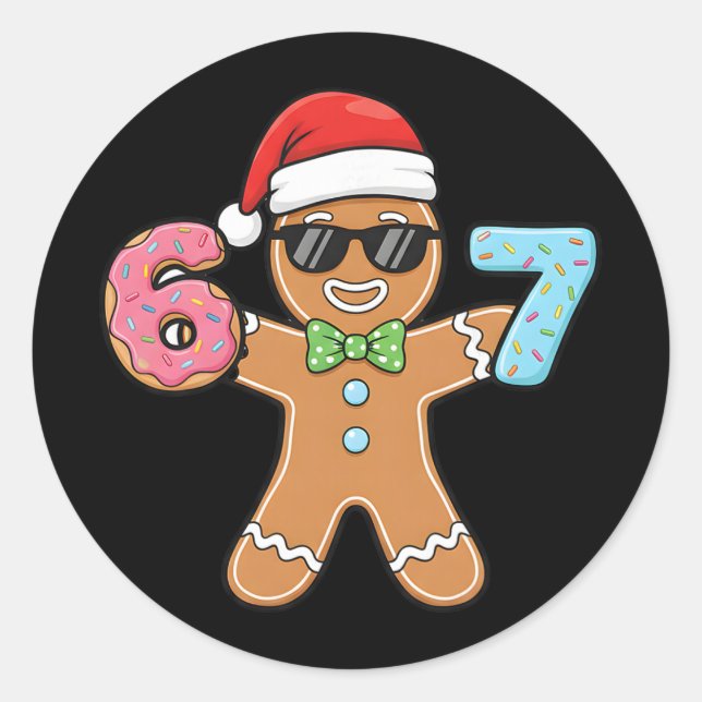 Adesivo Divertido Seis Sete 67 Meme 6 7 Biscoito de Natal  (Frente)