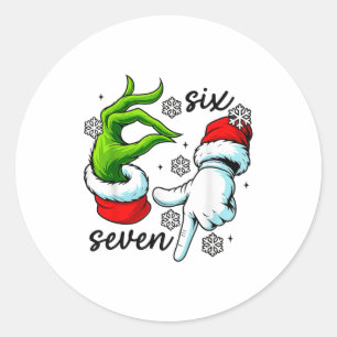 Adesivo Divertido Seis Sete 67 Meme 6 7 Natal Elfo Mão Men