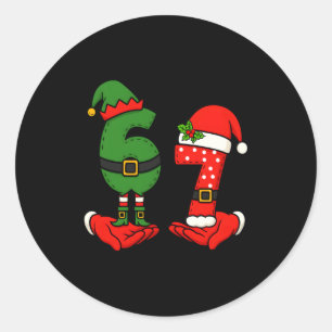 Adesivo Divertido Seis Sete 67 Meme 6 7 Natal Elfo Mão Men