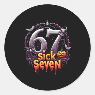 Adesivo Divertido Seis Sete 6 7 Design de Meme Divertido D