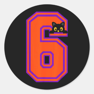 Adesivo Divertido Seis Sete 6 7 Dia das Bruxas Gato Preto 