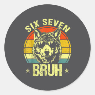 Adesivo Divertido Seis Sete Bruh 6 7 Lobo Meme Crianças Me