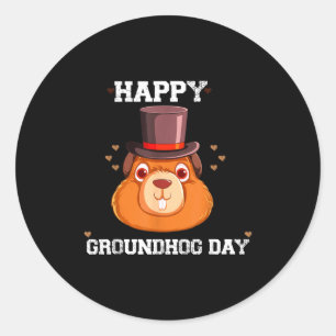 Adesivo Divertido Vintage Feliz Dia do Groundhog 2024 Cele