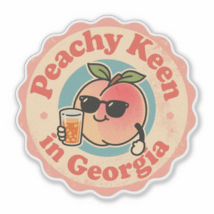 Adesivo Divertido Vintage Peachy Keen na Georgia Peach