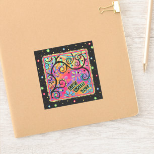 Adesivo Divertido Viva Com Alegria Colorida