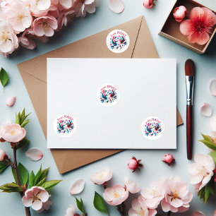 Adesivo Divertimento de pássaros de amor vermelho/azul