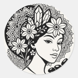 Adesivo Divina Feminina Mandala Art Floral Crystal Deusa
