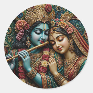 Adesivo Divino Krishna e Radha Arte Tradicional 