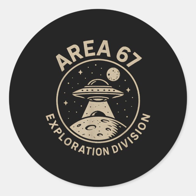 Adesivo Divisão de Exploração da Área 67 Desenho Engraçado (Frente)