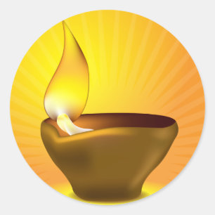 Adesivo Diwali Diya - lâmpada de óleo para a celebraçã