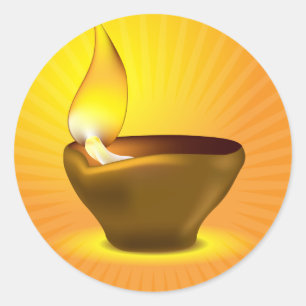 Adesivo Diwali Diya - lâmpada de óleo para a celebraçã
