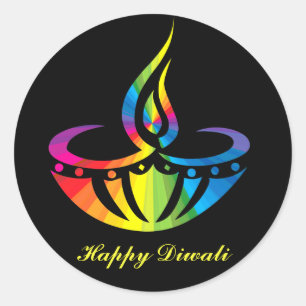 Adesivo Diwali - lâmpada do arco-íris