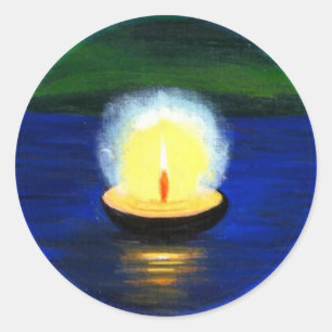 Adesivo Diwali pintado Deepa que flutua na água