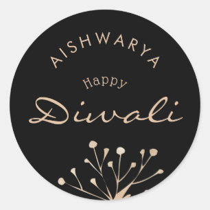 Adesivo Diwali preto e ouro personalizável