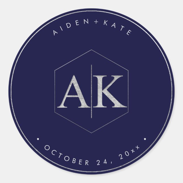 Adesivo DIY Faux Silver Monograma (Frente)