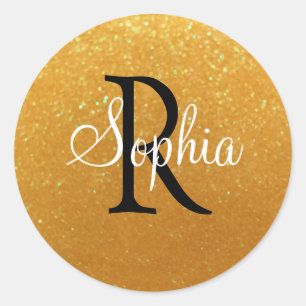Adesivo DIY Name & Monogramas, Glitter Dourado