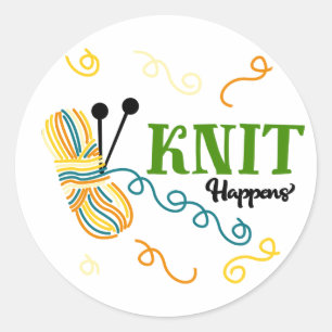 Adesivo Dizendo divertido de tricô Knit Happens - Artesãos