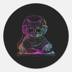Adesivo Dj Cat Edm Techno House Música Engraçada Cat Lover