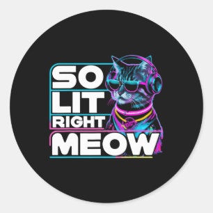 Adesivo Dj Cat Tão Lit Direita Meow Edm Techno Rave Party 