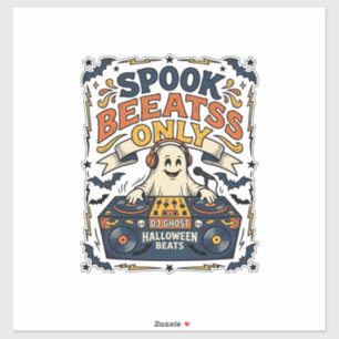 Adesivo DJ Fantasma Spooky Beats Gravação Antiga Halloween