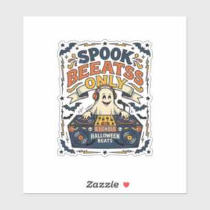Adesivo DJ Fantasma Spooky Beats Gravação Vintage Hallowee