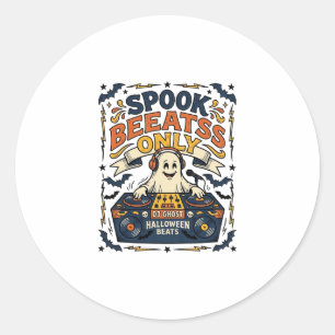 Adesivo DJ Fantasma Spooky Beats Gravura Vintage Halloween