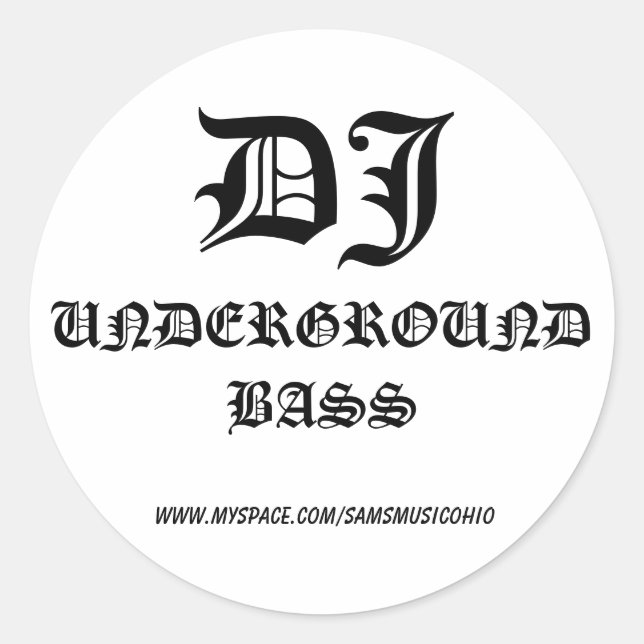 Adesivo DJ, SUBGROUND BASS, www.myspace.com/samsmusi... (Frente)