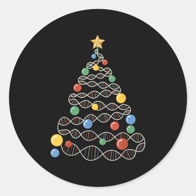 Adesivo Dna Christmas Tree Engraçado Science Puns De Natal (Frente)