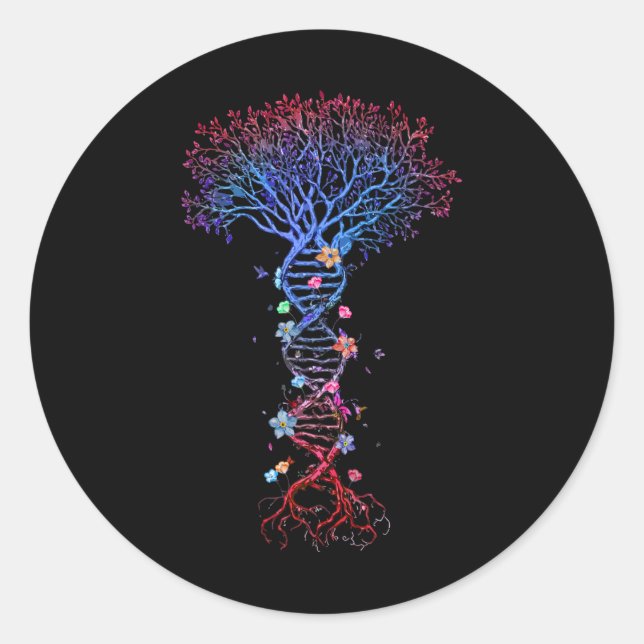Adesivo Dna Tree Root Life Geneticamente Funny Earth Day A (Frente)
